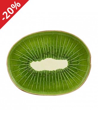 Platou oval, 40 cm, Frutos Tropicais Kiwi - BORDALLO PINHEIRO